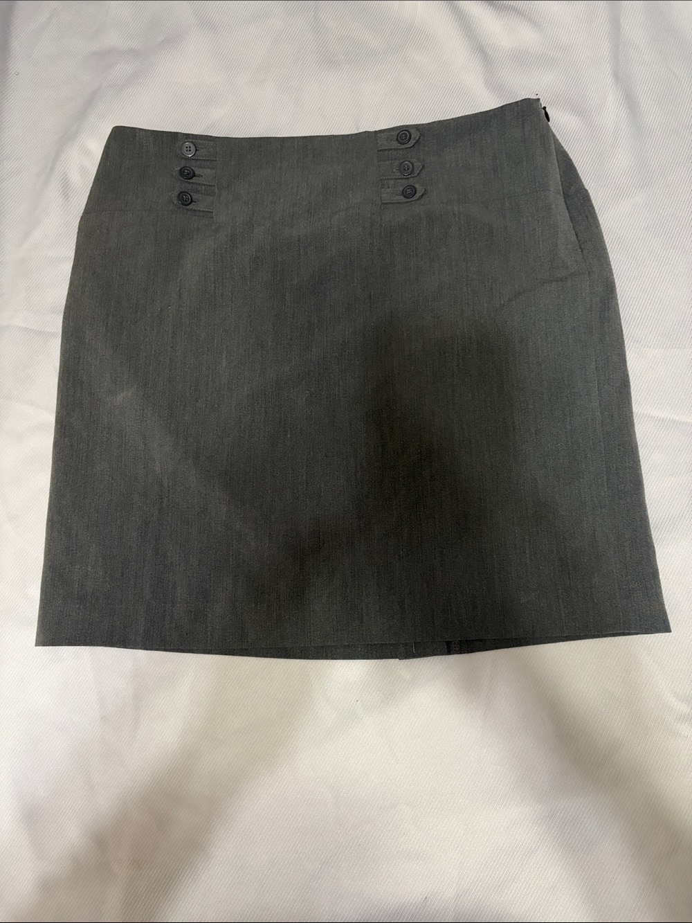 Structured Dark Gray Mini Skirt with Button Detail